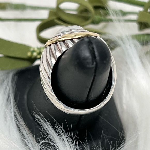 David Yurman Diamond Cable Wide Band Heart Ring .925/18K Gold - Picture 7 of 11